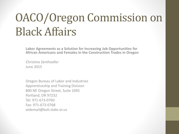 oaco oregon commission on black affairs
