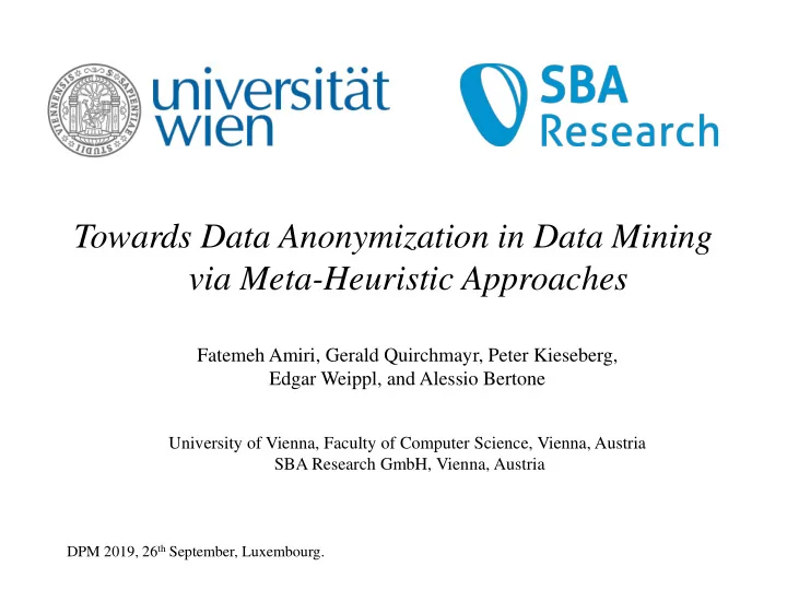 towards data anonymization in data mining