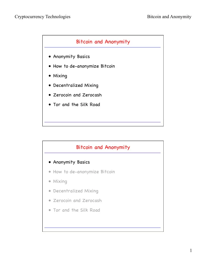 bitcoin and anonymity