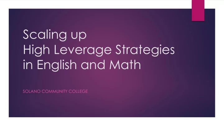 high leverage strategies