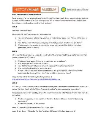 Notes for PowerPoint: The Green Book  These notes are for use with the PowerPoint pdf titled The