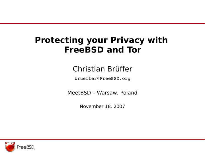 protecting your privacy with freebsd and tor