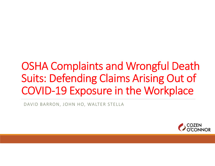 osha complaints and wrongful death suits defending claims