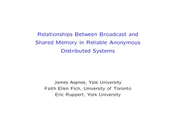 Relationships Between Broadcast and  Shared Memory in Reliable Anonymous  Distributed Systems