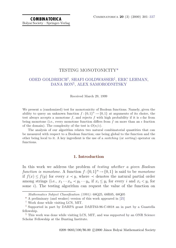 testing monotonicity
