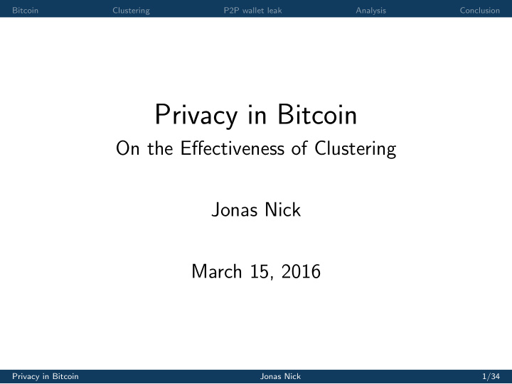 privacy in bitcoin