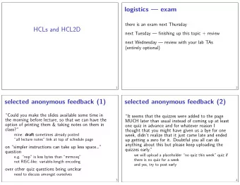 HCLs and HCL2D  thought that you might have given us a bye for one  need to discuss amongst