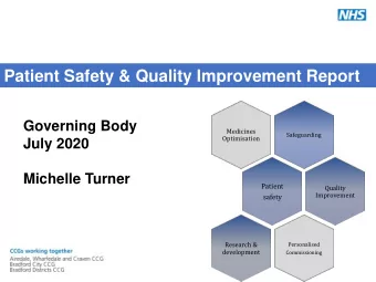 Patient Safety &amp; Quality Improvement Report  Governing Body  Medicines  Safeguarding