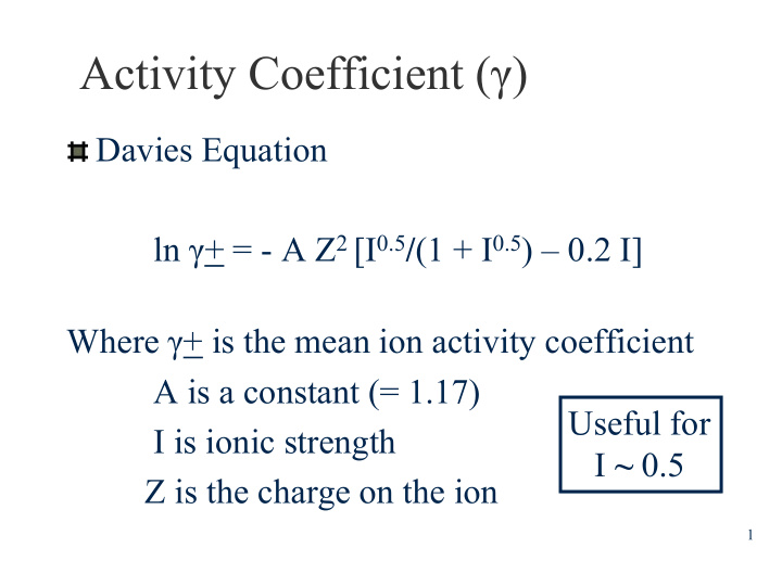 activity coefficient