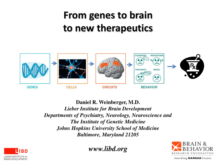 from genes to brain to new therapeutics