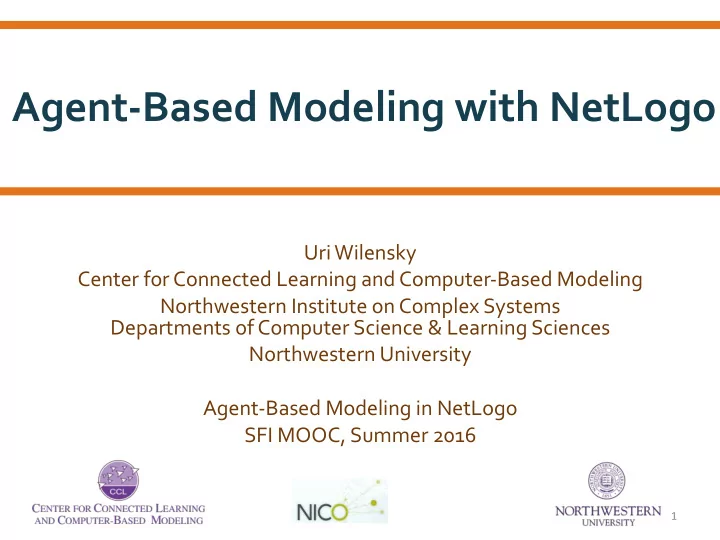agent based modeling with netlogo