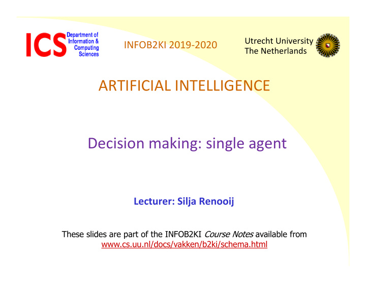 artificial intelligence decision making single agent