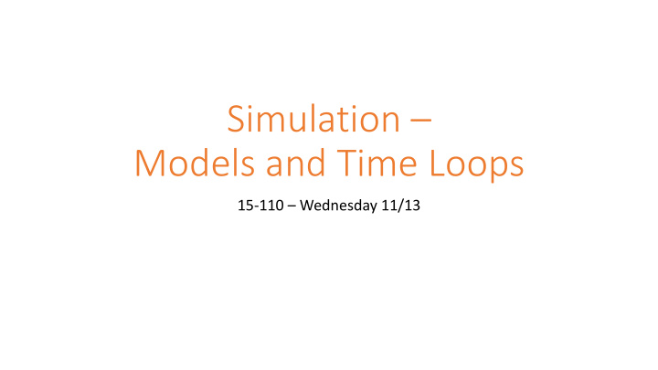 models and time loops