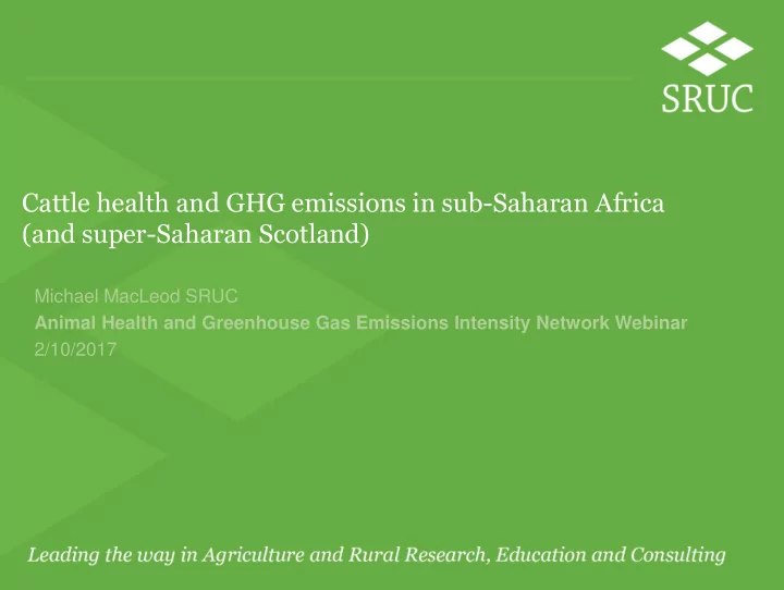 cattle health and ghg emissions in sub saharan africa
