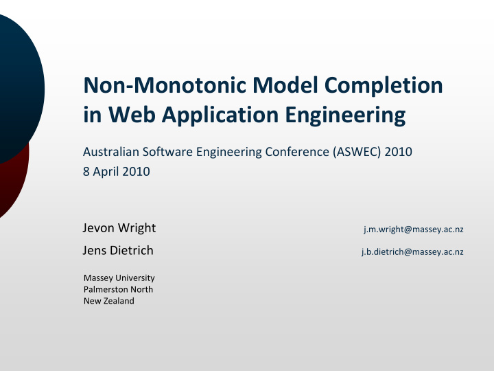 non monotonic model completion in web application