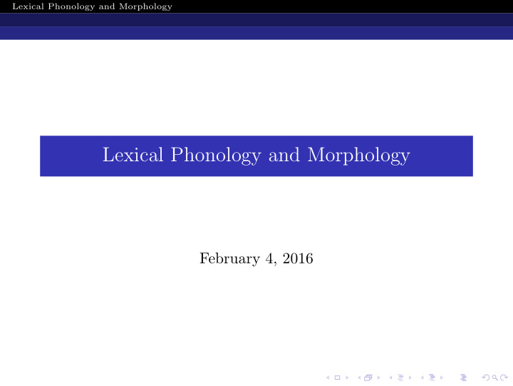 lexical phonology and morphology