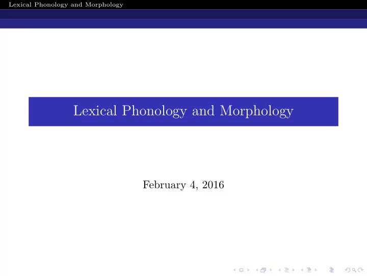 lexical phonology and morphology