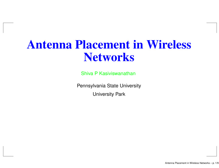 antenna placement in wireless networks