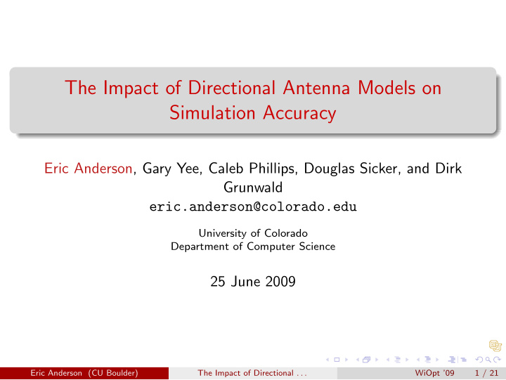 the impact of directional antenna models on simulation