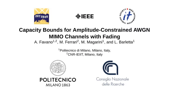 capacity bounds for amplitude constrained awgn mimo