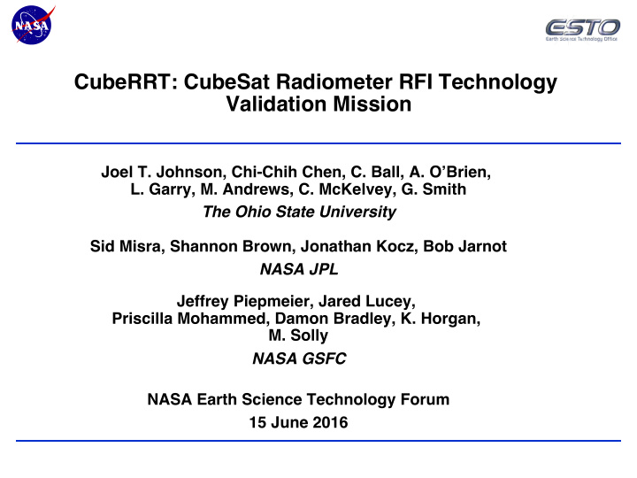 cuberrt cubesat radiometer rfi technology validation