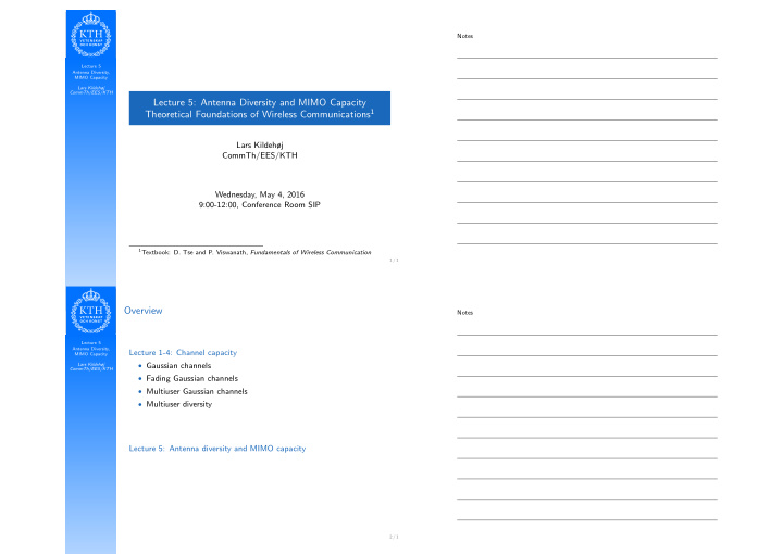 lecture 5 antenna diversity and mimo capacity