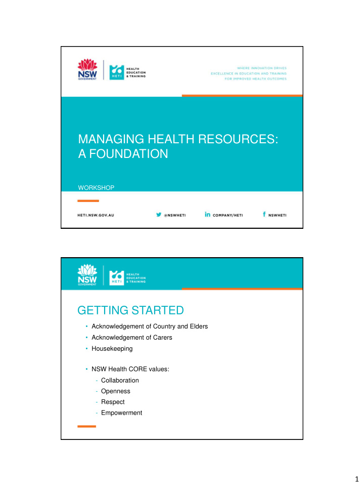managing health resources a foundation
