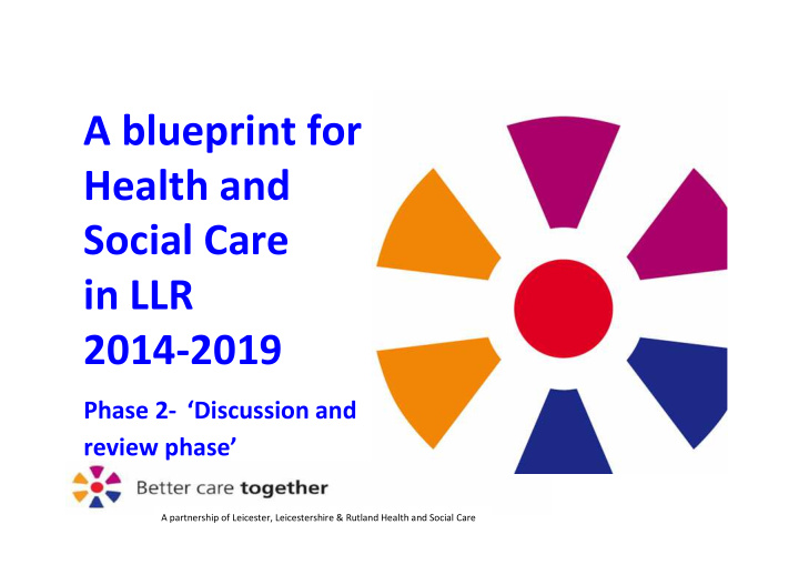 a blueprint for health and social care in llr 2014 2019
