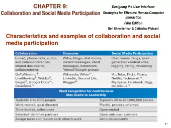 Characteristics and examples of collaboration and social  media participation  9-*  Collaboration