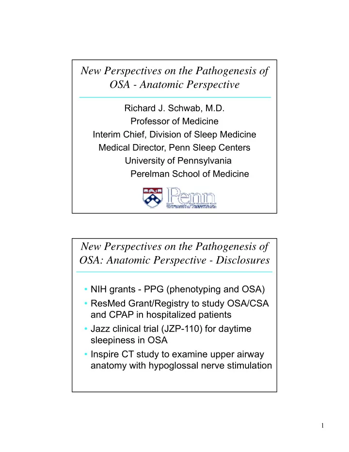 new perspectives on the pathogenesis of osa anatomic