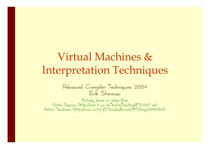 virtual machines interpretation techniques