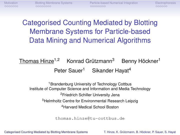 categorised counting mediated by blotting membrane