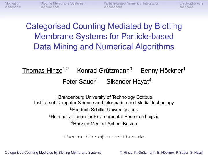 categorised counting mediated by blotting membrane
