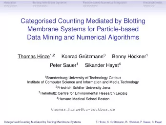 Categorised Counting Mediated by Blotting  Membrane Systems for Particle-based  Data Mining and