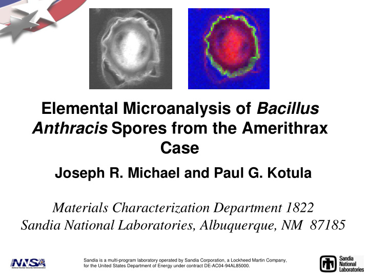elemental microanalysis of bacillus anthracis spores from