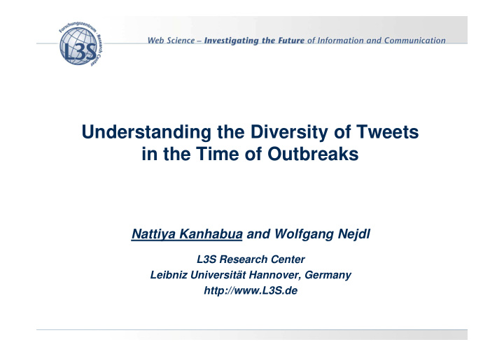 understanding the diversity of tweets in the time of