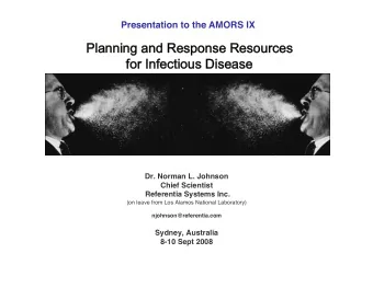 Planning and Resp  Pl  sponse  se Reso  source  rces  s  for  r Infect  ctious  s Dise  sease  se