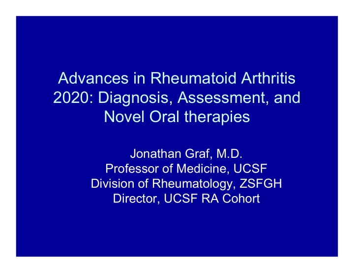 advances in rheumatoid arthritis 2020 diagnosis