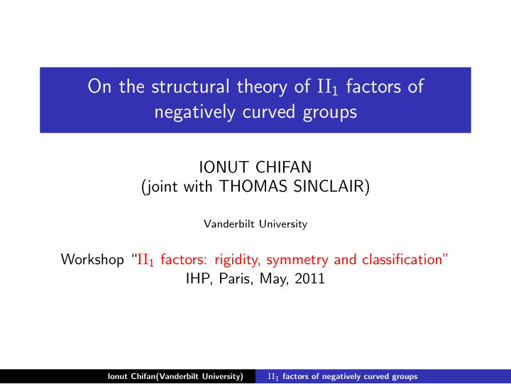 on the structural theory of ii 1 factors of negatively