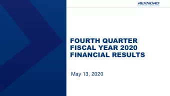 FINANCIAL RESULTS  May 13, 2020  CAUTIONARY STATEMENT UNDER THE  PRIVATE SECURITIES LITIGATION