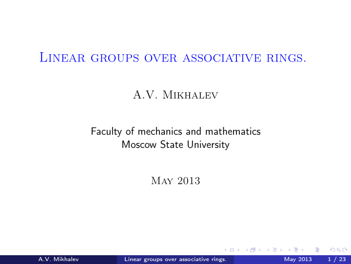 linear groups over associative rings