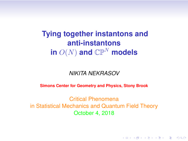 tying together instantons and anti instantons in o n and