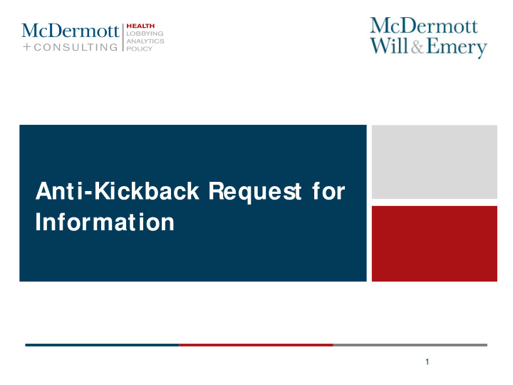 anti kickback request for information