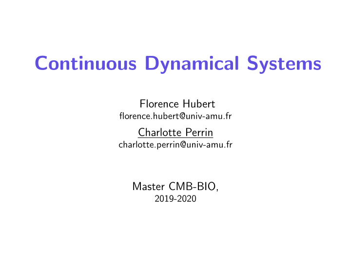 continuous dynamical systems
