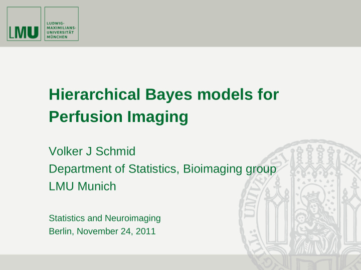 hierarchical bayes models for perfusion imaging