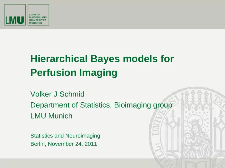hierarchical bayes models for perfusion imaging