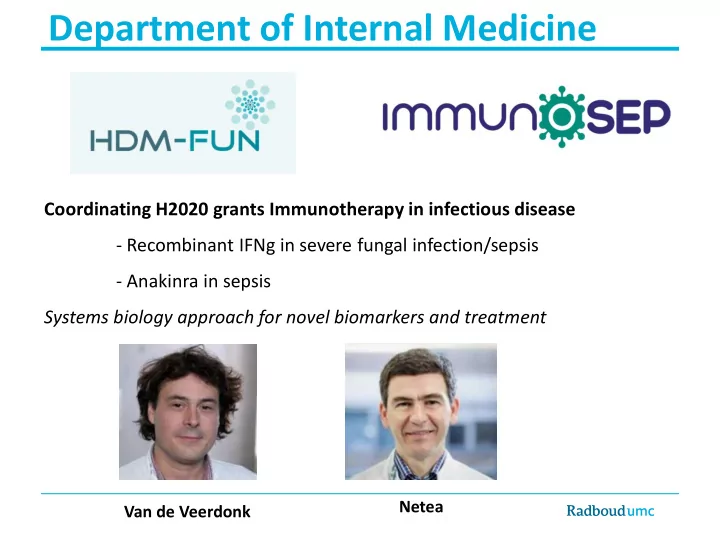 department of internal medicine