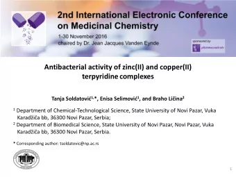 Antibacterial activity of zinc(II) and copper(II)  terpyridine complexes Tanja Soldatovi  1, *,