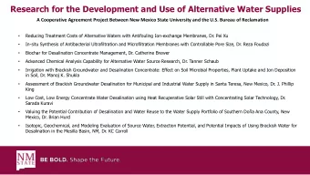 Research for the Development and Use of Alternative Water Supplies  A Cooperative Agreement Project