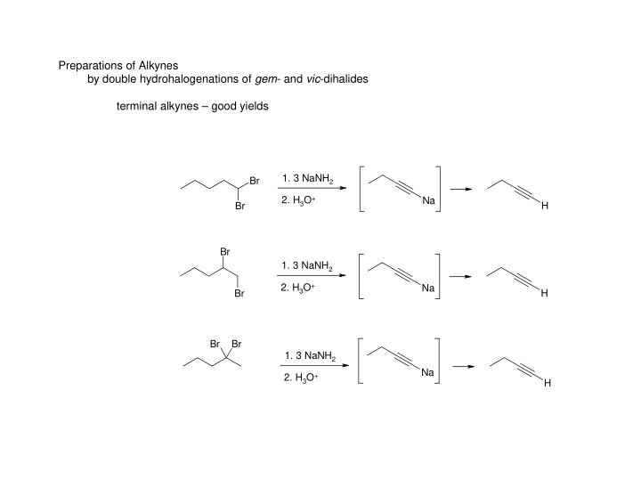preparations of alkynes by double hydrohalogenations of
